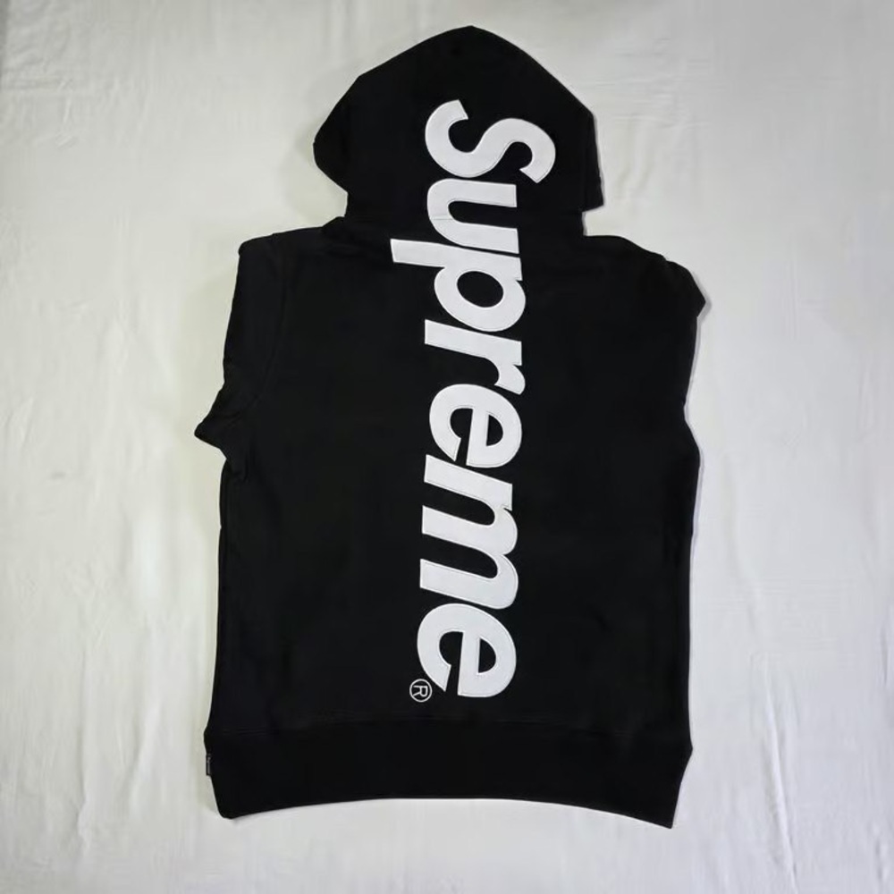 Supreme Black Hoodie with Vertical White Logo